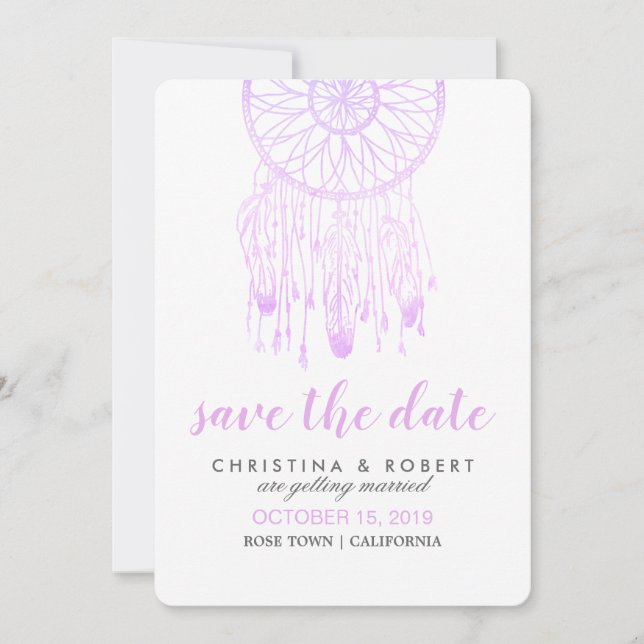 Bohemian Dreamcatcher Lavender Save The Date (Front)