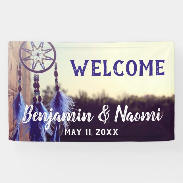 Bohemian Dreamcatcher Wedding Welcome Banner (Horizontal)