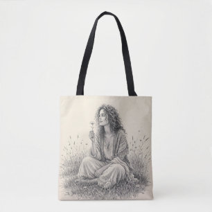 Bohemian Dreamer Pencil Sketch Tote Bag