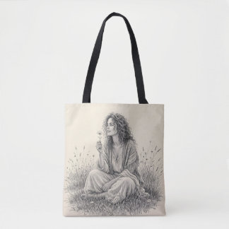 Bohemian Dreamer Pencil Sketch Tote Bag