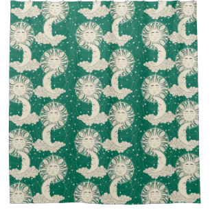 `bohemian dreams green shower curtain