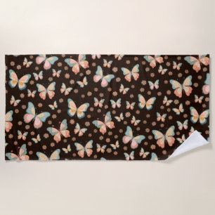 Bohemian dreams of butterflies and flowers on. beach towel