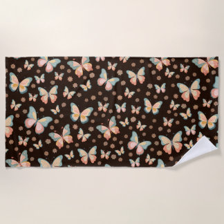 Bohemian dreams of butterflies and flowers on. beach towel