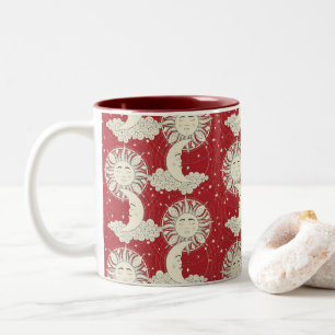 bohemian dreams red Two-Tone coffee mug