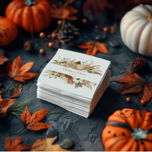 Bohemian Dried Autumn Flowers Wedding   Napkin