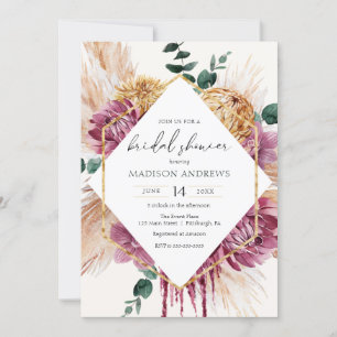 Bohemian Dried Bouquet Bridal Shower Invitation