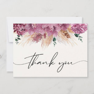 Bohemian Dried Bouquet Pampas Grass Thank You  Card
