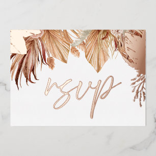 Bohemian Dried Floral Wedding Rose Gold Foil RSVP