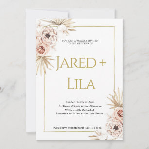 Bohemian Dried Flowers Wedding Invitation
