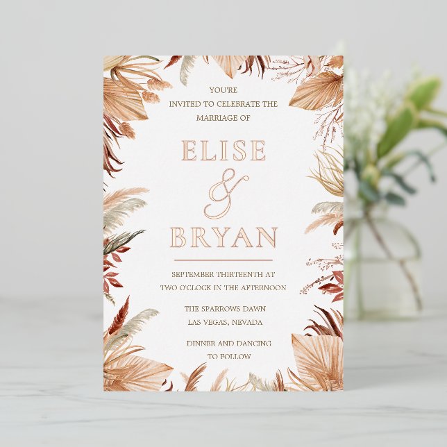 Bohemian Dried Leaves Rose Gold Boho Wedding (Standing Front)
