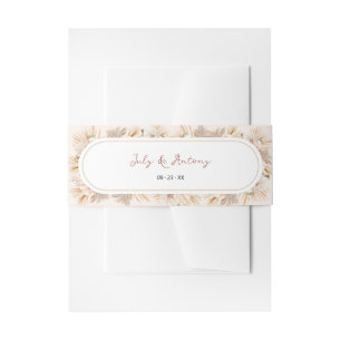 Bohemian Dried Pampas Oval Arch Wedding Invitation Belly Band