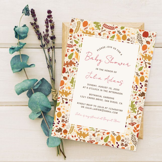 Bohemian Dried Rustic Autumn Falls Baby Shower Invitation (Creator Uploaded)