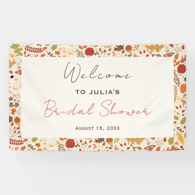 Bohemian Dried Rustic Autumn Falls Bridal Shower Banner (Horizontal)