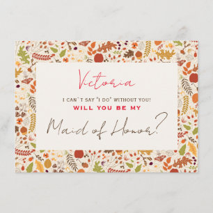 Bohemian Dried Rustic Autumn Falls Bridesmaid Card