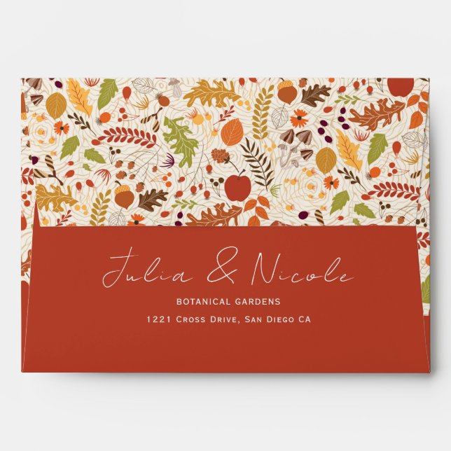Bohemian Dried Rustic Floral Autumn Falls Wedding Envelope (Back (Top Flap))