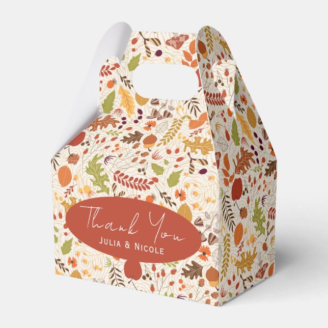 Bohemian Dried Rustic Floral Autumn Falls Wedding Favour Box (Front Side)