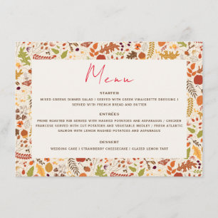 Bohemian Dried Rustic Floral Autumn Falls Wedding Menu