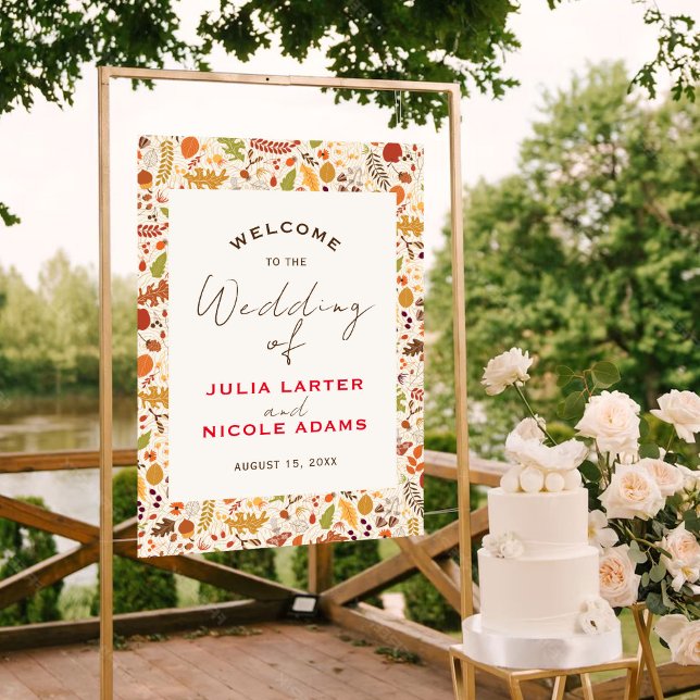 Bohemian Dried Rustic Floral Autumn Falls Wedding Poster (Creator Uploaded)