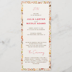 Bohemian Dried Rustic Floral Autumn Falls Wedding Programme