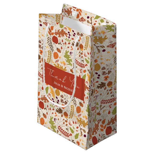Bohemian Dried Rustic Floral Autumn Falls Wedding Small Gift Bag (Front Angled)