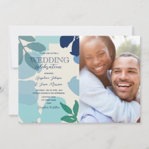 Bohemian Dusty Blue and Sage Green Wedding Invitation