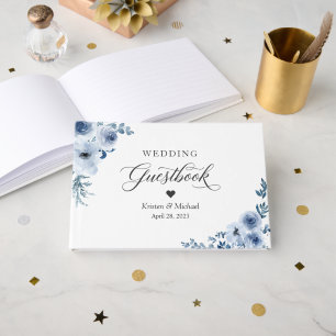 Bohemian Dusty Blue Floral Wedding Guest Book