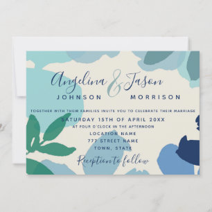 Bohemian Dusty Blue Wedding Invitation