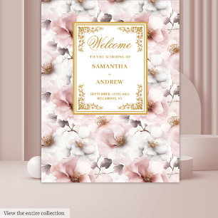Bohemian Dusty Pink Gold Wedding Backdrop Tapestry