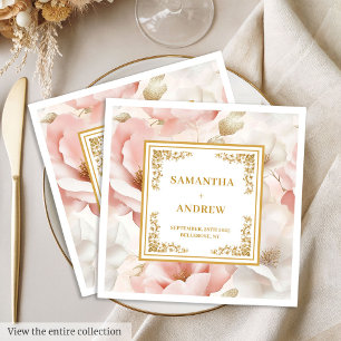 Bohemian dusty pink watercolor wedding napkins