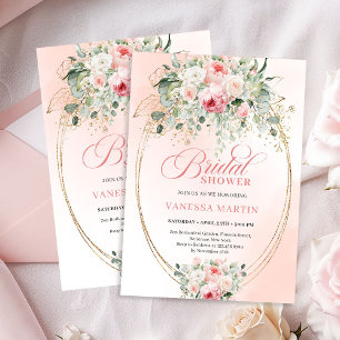 Bohemian Dusty Rose Floral Bridal Shower Invites