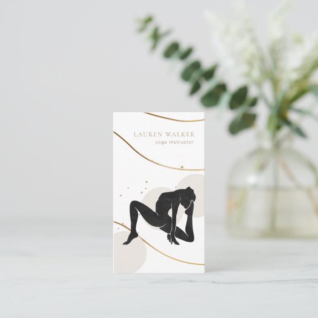 Bohemian Earth Tones Yoga Studio Business Card (Standing Front)