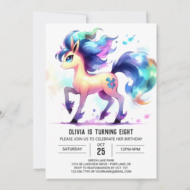 Bohemian Editable Horse Birthday Invitation (Front)