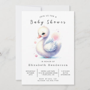 Bohemian Editable Swan Baby Shower Invitation