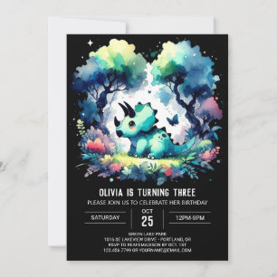 Bohemian Editable Triceratops Birthday Invitation