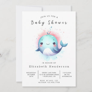 Bohemian Editable Whale Baby Shower Invitation