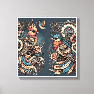 Bohemian Elegance Birds in Harmony Canvas Art Wall