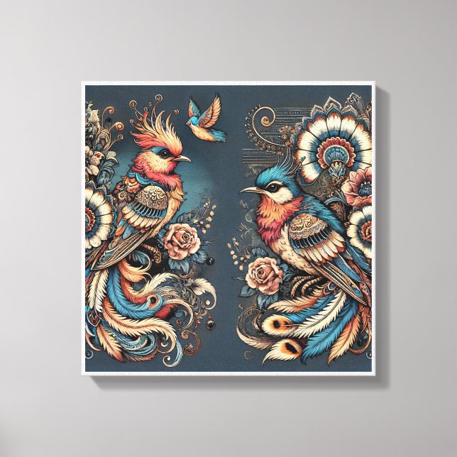 Bohemian Elegance Birds in Harmony Canvas Art Wall (Front)