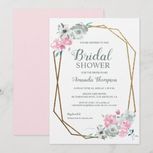 Bohemian Elegance: Gold Geometric & Watercolor Flo Invitation