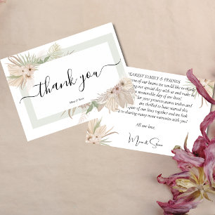 Bohemian elegance greenery floral wedding thank you card