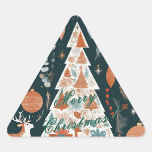 Bohemian Elegant Christmas Holiday Triangle Sticker