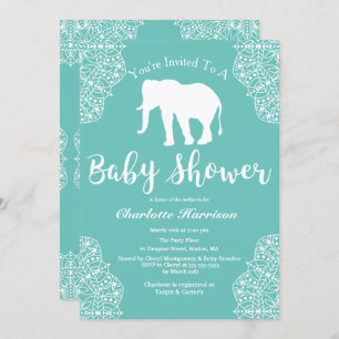 Bohemian Elegant Elephant Mandalas Baby Shower Invitation