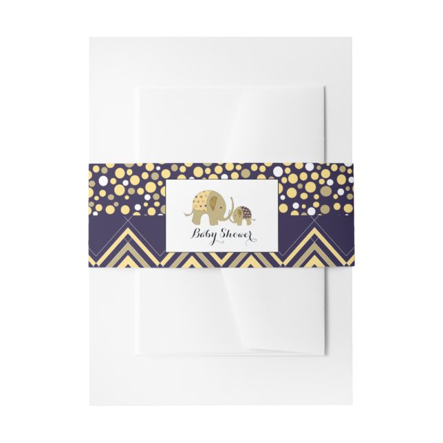 Bohemian Elephant and Chevron Baby Shower Invitation Belly Band (Front Example)