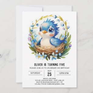 Bohemian Enchanted Modern Bird Birthday Invitation