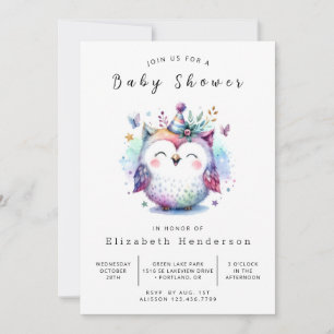 Bohemian Enchanted Owl Baby Shower Invitation