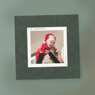 Bohemian Evergreen Fern Modern Minimalist Holiday Card