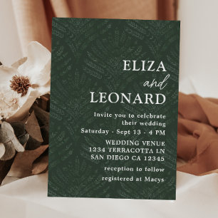Bohemian Evergreen Fern Modern Minimalist Wedding Invitation