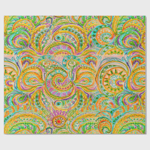 Bohemian explosion in green and yellow wrapping paper