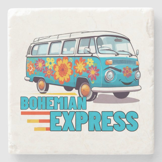 Bohemian Express.w-min Stone Coaster (Front)