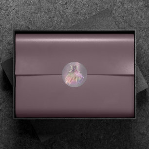 Bohemian Fairy Ball Gown Muted Ombre Wine Sheen Classic Round Sticker