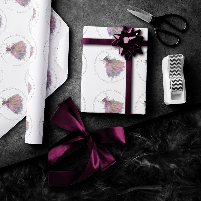 Bohemian Fairy Ball Gown | Muted Ombre Wine Sheen Wrapping Paper (Creator Uploaded)